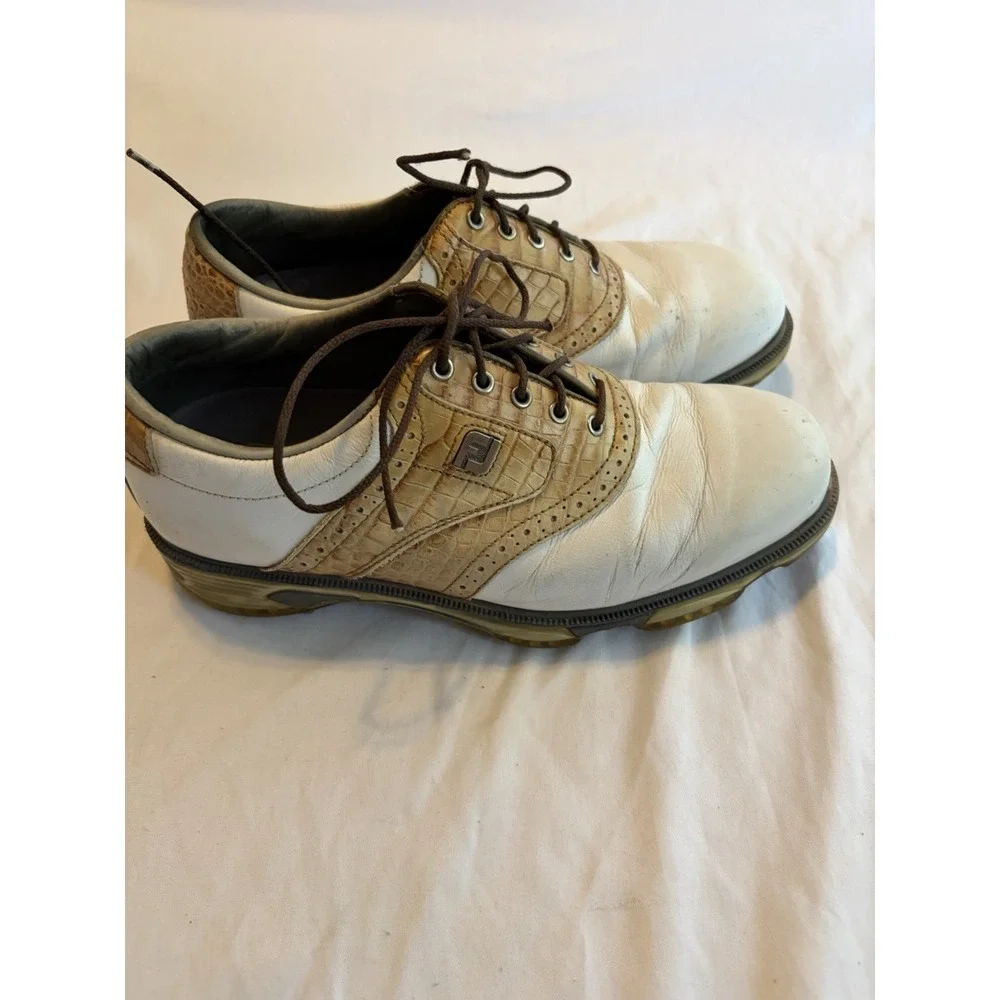 Footjoy Dryjoys Tour Golf Shoes Men's 7 XW Extra Wide Leather Waterproof 53677